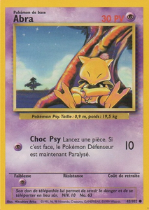 Carte Pokémon 43/102 Abra Set de Base Edition 1