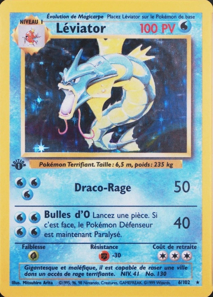 Carte Pokémon 6/102 Léviator Set de Base Edition 1